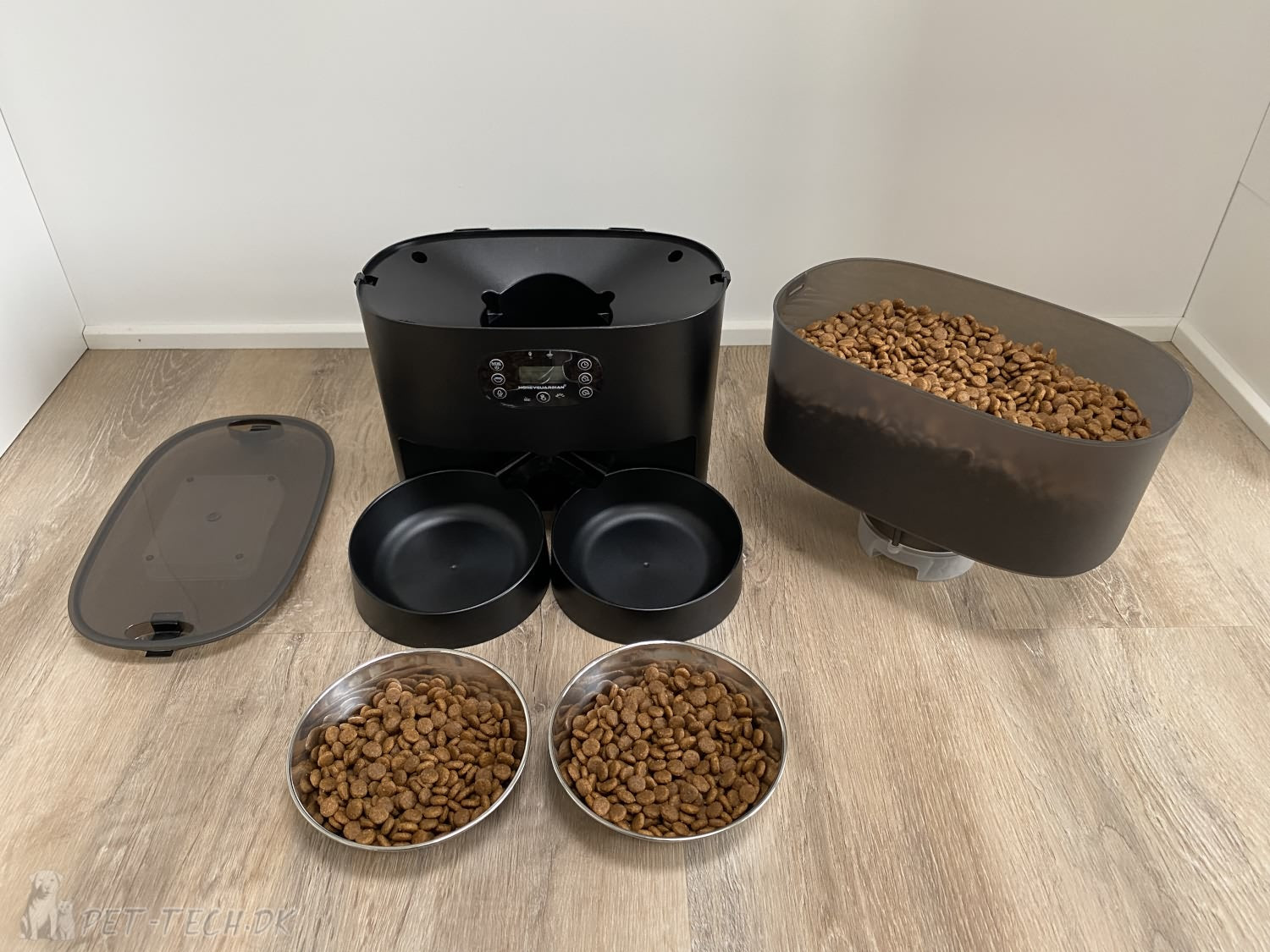 Stor 6L Foderautomat med To Skåle til Katte og Hunde