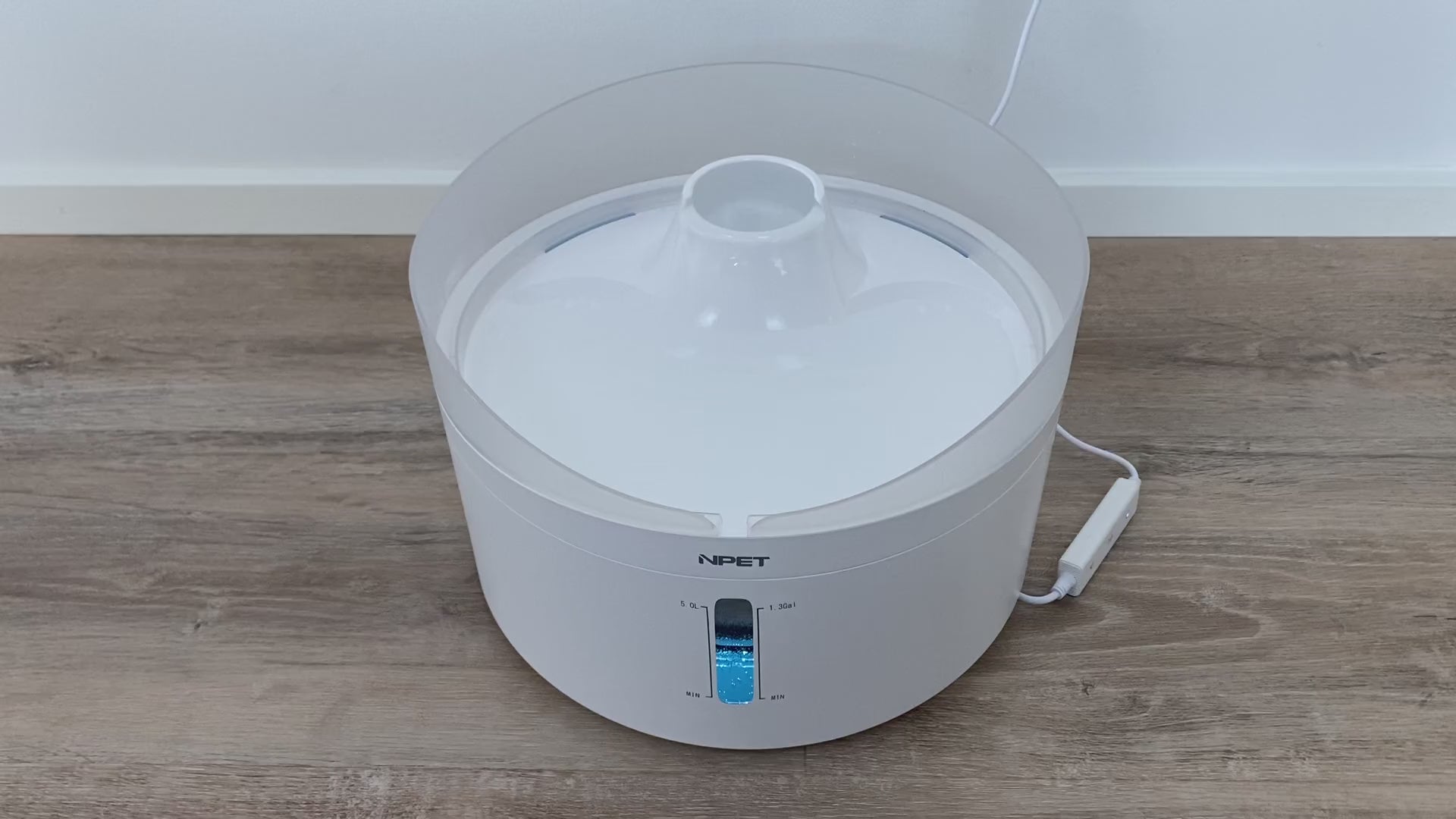 Stor flot 5 liter drikkefontæne til katte og hunde med lys og anti-splash visir